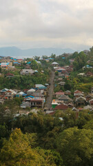 Fototapeta na wymiar a village on top of a hill in Minahasa