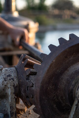 old and rusty large gears