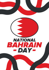 Bahrain National Day. National happy holiday, celebrated annual in December 16. Bahrain flag. Patriotic elements. Poster, card, banner and background. Vector illustration