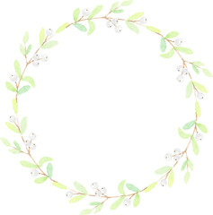 minimal watercolor christmas leaf wreath frame