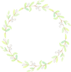 minimal watercolor christmas leaf wreath frame