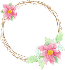 minimal watercolor christmas leaf wreath frame