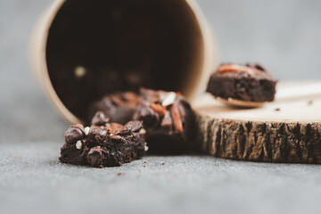 Chocolate fudge brownie with almond, classic brownies