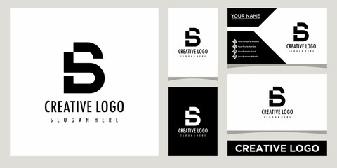 Initials monogram BS SB icon logo design template with business card design