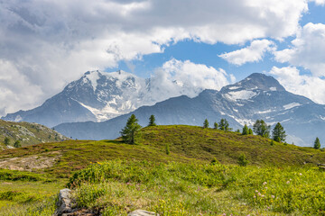 Fototapeta na wymiar View of the Swiss Alps from the Simplon pass, Switzerland, Europe