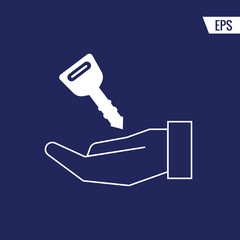 Key in hand vector icon illustration sign