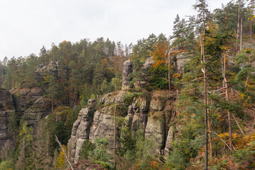 Obraz premium Idyllic and panoramic view of Czech Republic, National Park, Bohemian Switzerland, České Švýcarsko