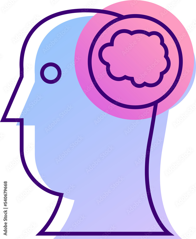 Poster icons brains line gradient digital device application ui kit