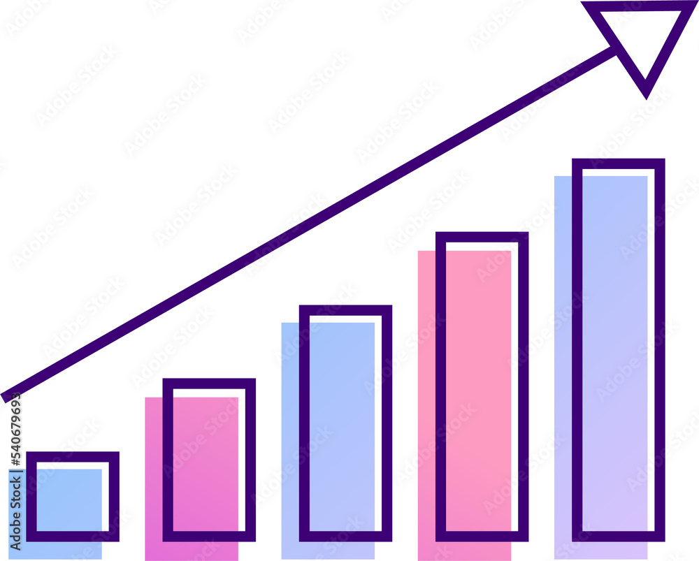 Wall mural icons growth chart line gradient digital device application ui kit