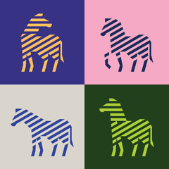 Set of Zebra, Zebra Logo. Icon design. Template elements