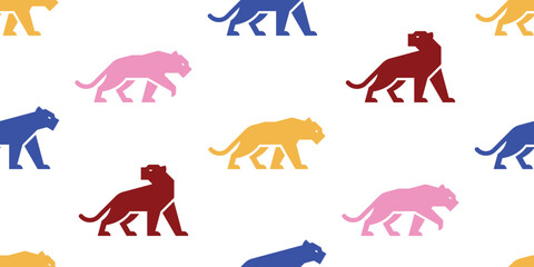 Seamless pattern with Panthers. isolated on white background