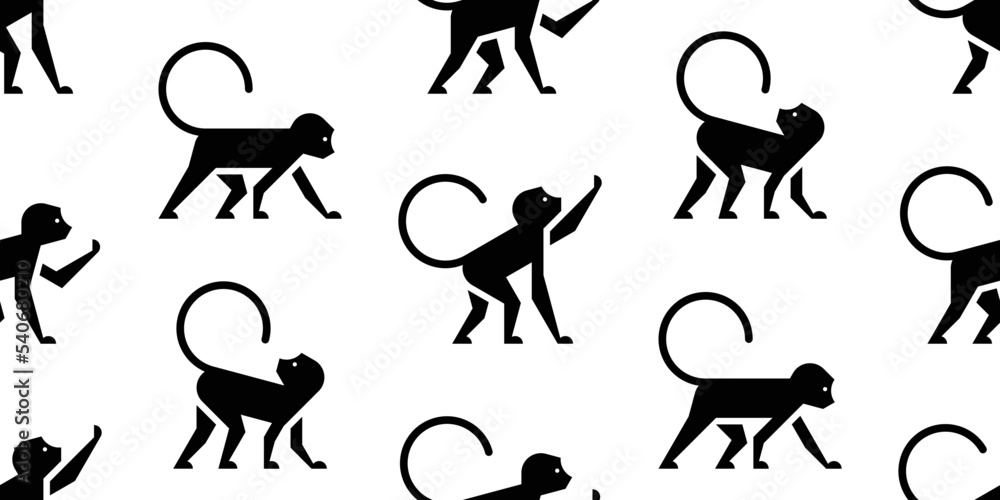 Poster seamless pattern with monkeys. isolated on white background