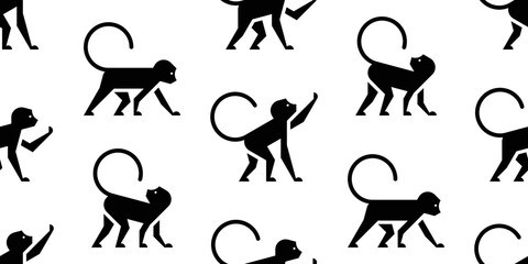 Seamless pattern with Monkeys. isolated on white background