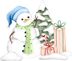 snowman and gift