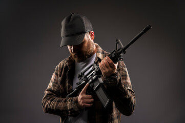 White man with machine gun ar-15.