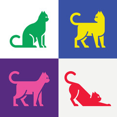Set of Cat, Cat Logo. Icon design. Template elements