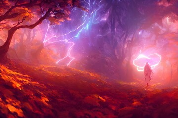 Fototapeta na wymiar Secret Magic Garden colorful beautiful atmospheric 3d illustration