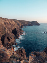 Fototapeta premium Finisterre cliffs in Costa da Morte, Galicia, Spain. These cliffs are the westernmost coast of the Spanish peninsula