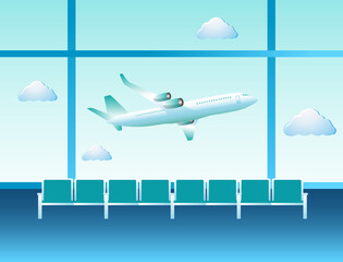 Airport and travel planes vector illustration