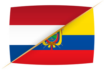 National football team Netherlands vs Ecuador. Soccer 2022 match versus icon.