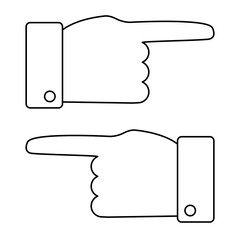 Wayfinding. Hand pointing the direction. Outline. Vector.
