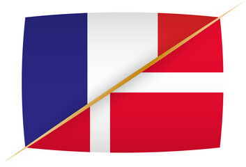 National football team France vs Denmark. Soccer 2022 match versus icon.