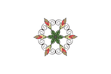 Boho indian culture logo design flower decoration icon symbol feathers element