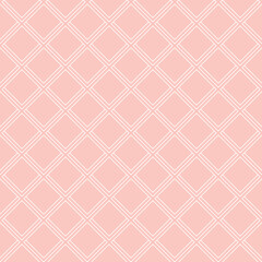 Fototapeta premium Geometric abstract pink and white pattern. Geometric modern ornament with diagonal lines. Seamless modern background