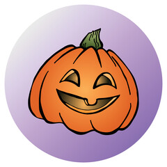 Halloween pumpkin icon. Vector illustration. Halloween pumpkin lantern with smiling face. Element for design.
