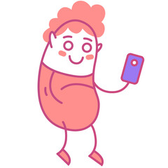 Funny character with phone icon vector isolated