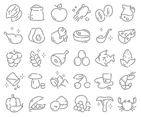 Foodstuffs line icons collection. Thin outline icons pack. Vector illustration eps10