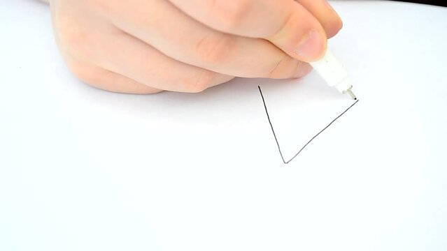 Triangle drawing, geometry. Corners and triangle