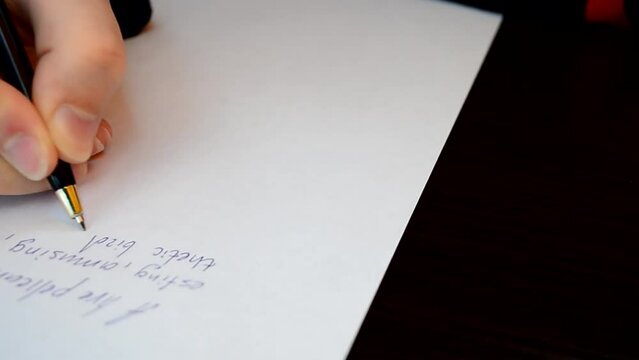 English text. We write letters