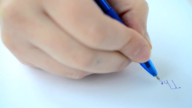 We write the text. We write with the handle