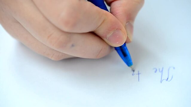 The text on paper. We write with the handle