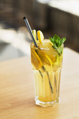 Glass of lemonade with mint isolated