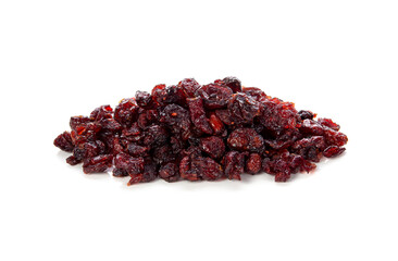 Dried cranberries isolated on white background
