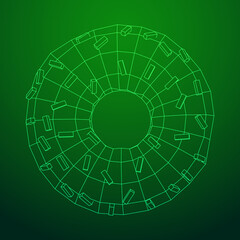 Donut with glaze and powder. Simple modern design. Wireframe vector.