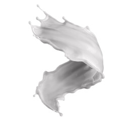 Dairy milk, liquid white paint or Yogurt splash. 3d illustration
