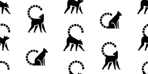 Seamless pattern with Lemurs. isolated on white background
