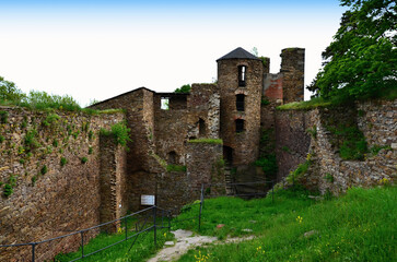 Fototapeta na wymiar Torso of the ruins of the Gothic historical castle Hasištejn