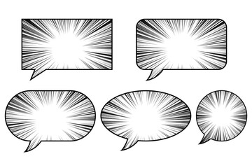 コミック風 集中線の吹き出しのイラスト(png)