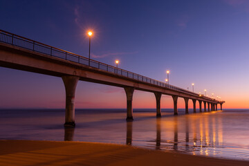 Dawn view of New Brighton Pier, Christchurch, New Zealand.