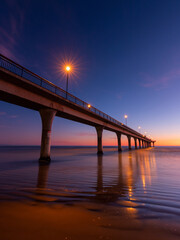 Scenic dawn view of New Brighton Pier, Christchurch, New Zealand.