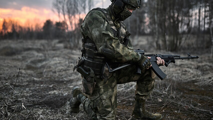 Soldier in camouflage Airsoft 