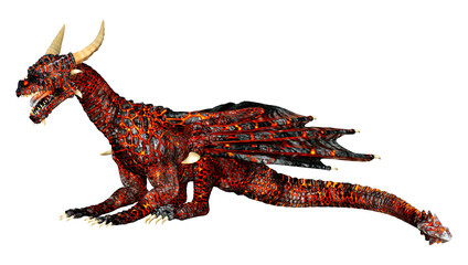 3D Rendering Fairy Tale Dragon on White