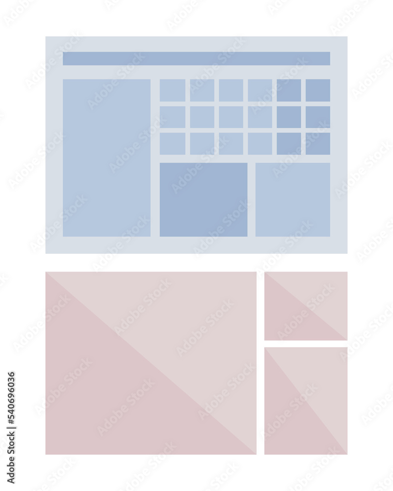 Poster planner and picture mockup semi flat color vector objects set. editable elements. full sized items o