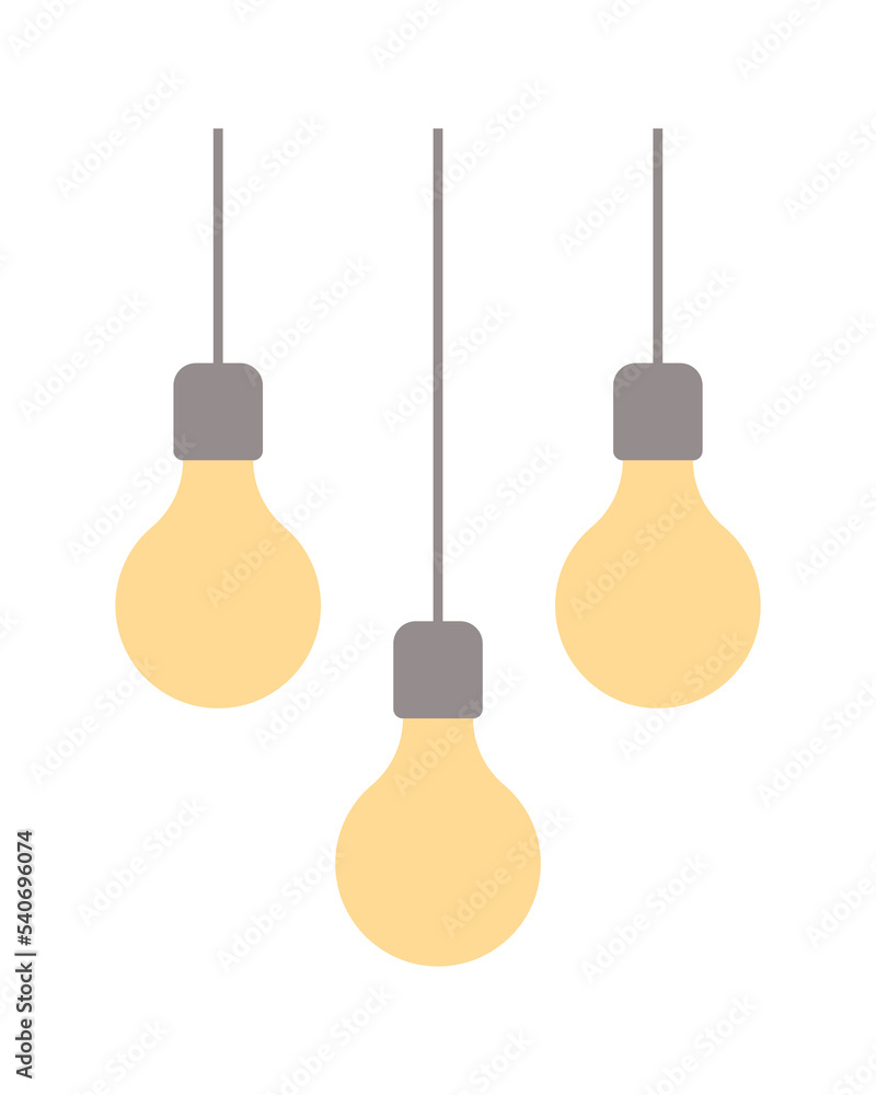 Poster glowing lightbulbs semi flat color vector objects set. editable elements. full sized items on white.