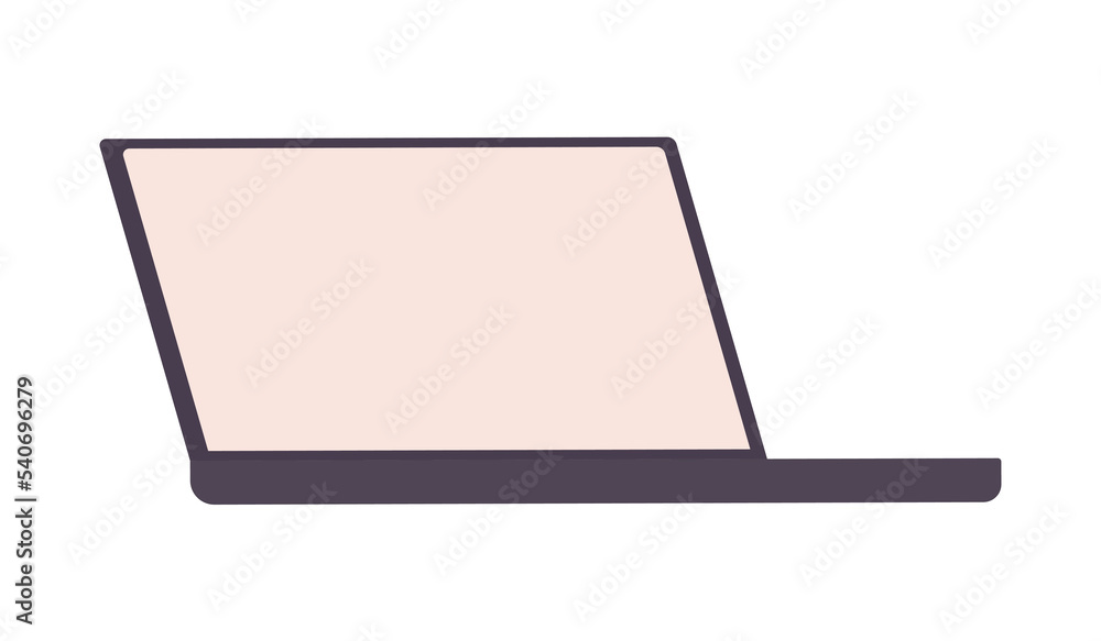 Fototapete Laptop with blank screen semi flat color vector object. Notebook computer. Editable element. Full sized item on white. Technology simple cartoon style illustration for web graphic design and animation