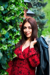 Beautiful Indian girl, portrait. A walk in the park.